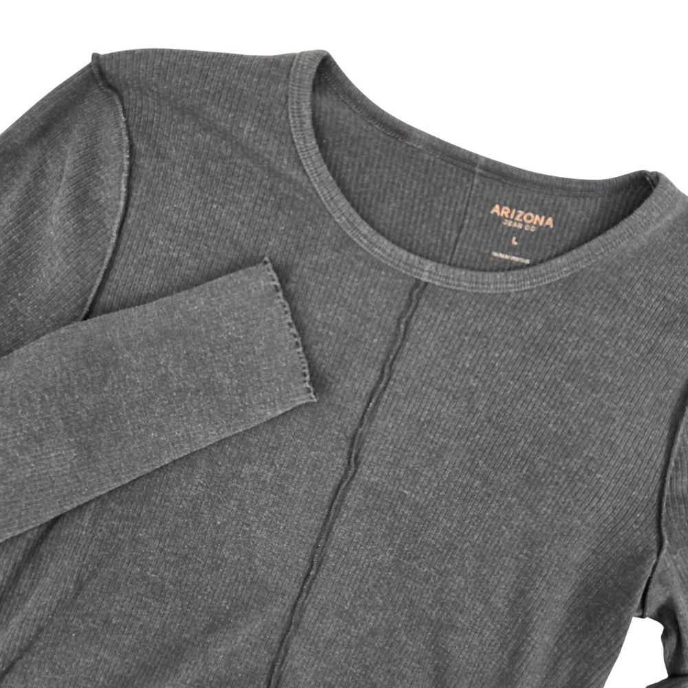 Arizona Jean Co LARGE‎ Long Sleeve Ribbed Top Womens Grunge Goth Charcoal Gray